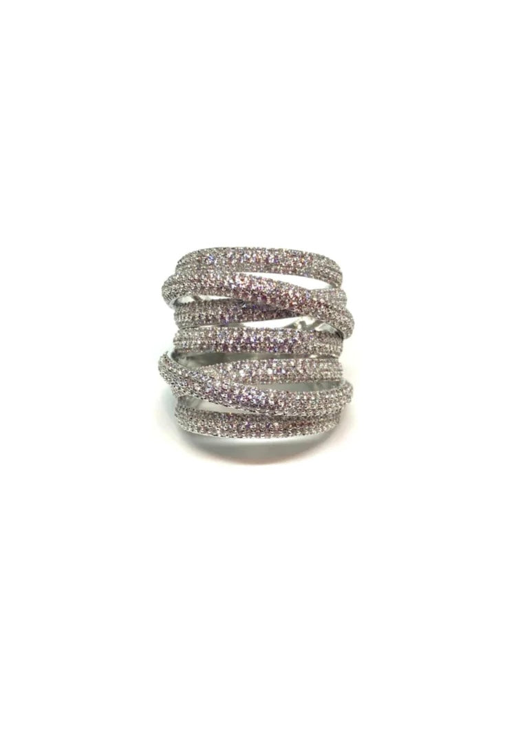 Silver grande twisted luxe ring