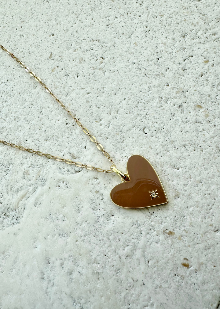 Heart Necklce Taupe