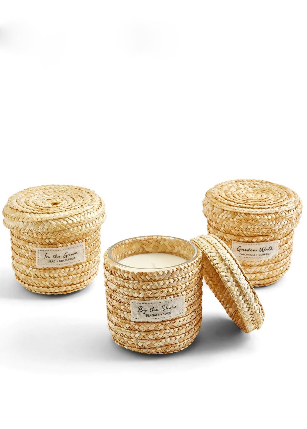 HAND-CRAFTED STRAW LIDDED BASKET Candle