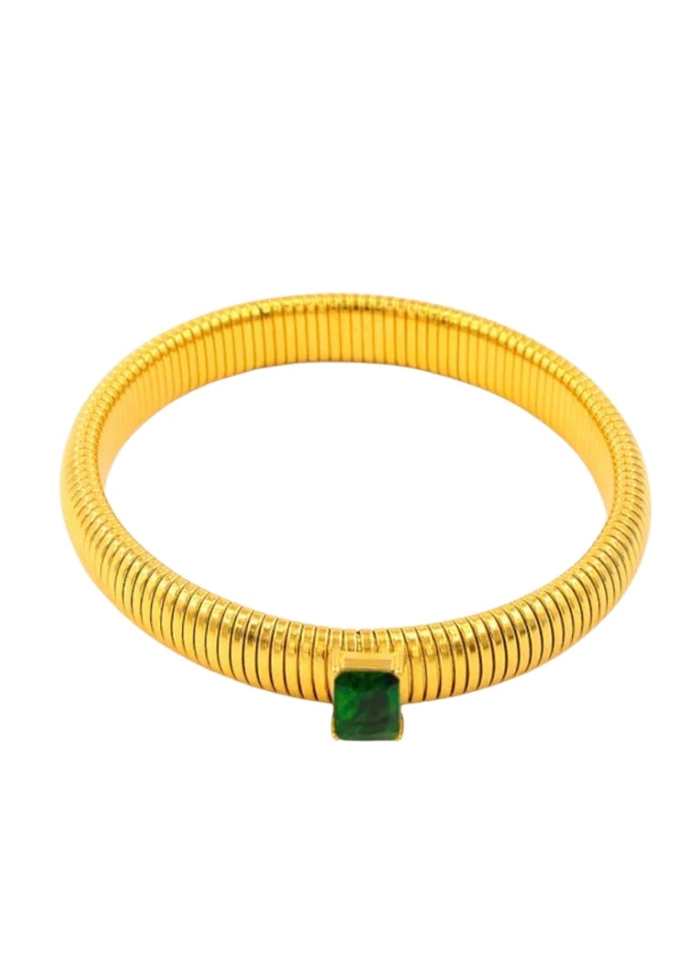 Singular diamond cobra bracelet emerald