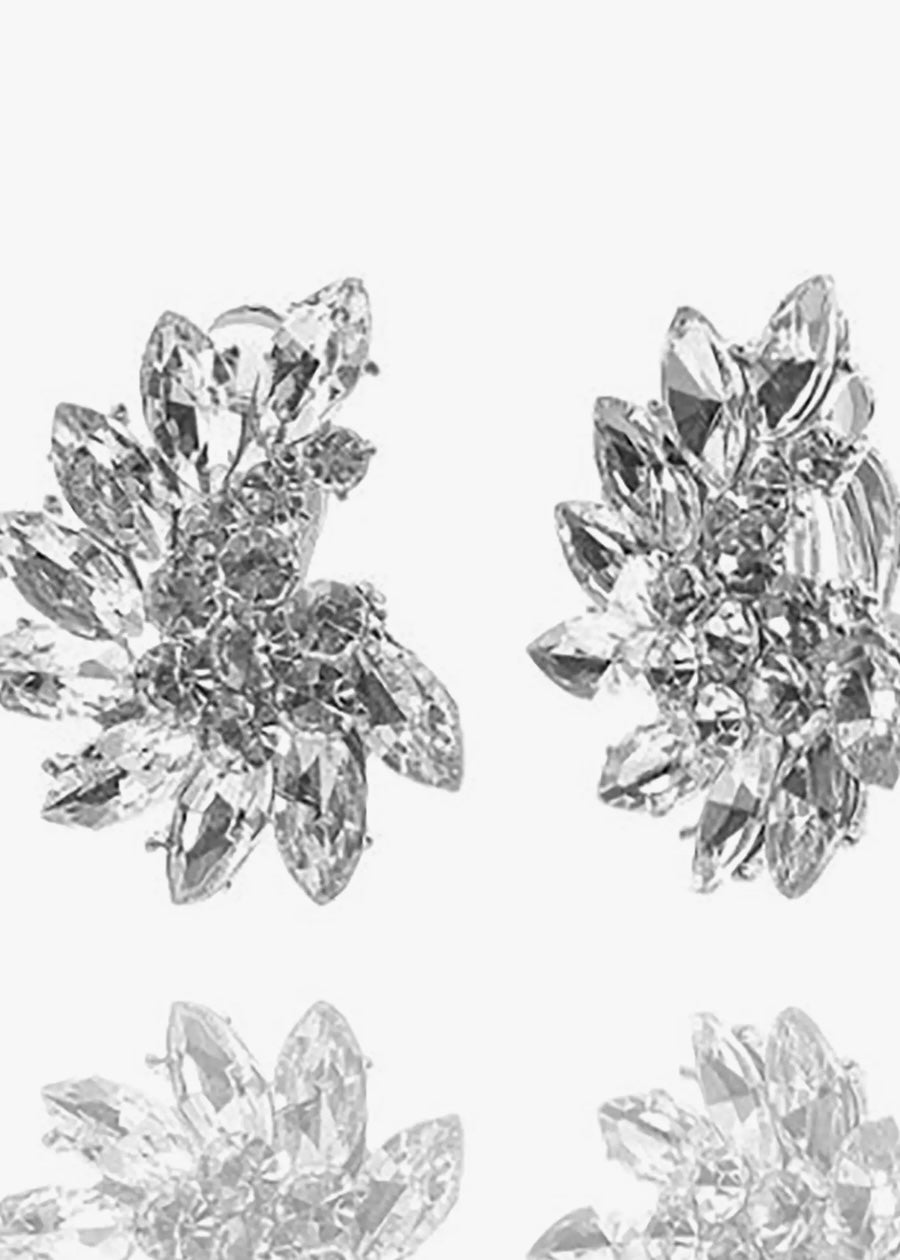 Crystal Cluster Clip On Earrings