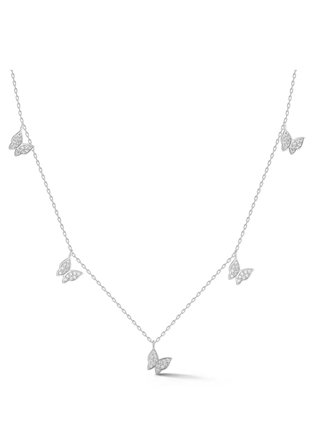 Butterfly Charm Necklace Rhodium
