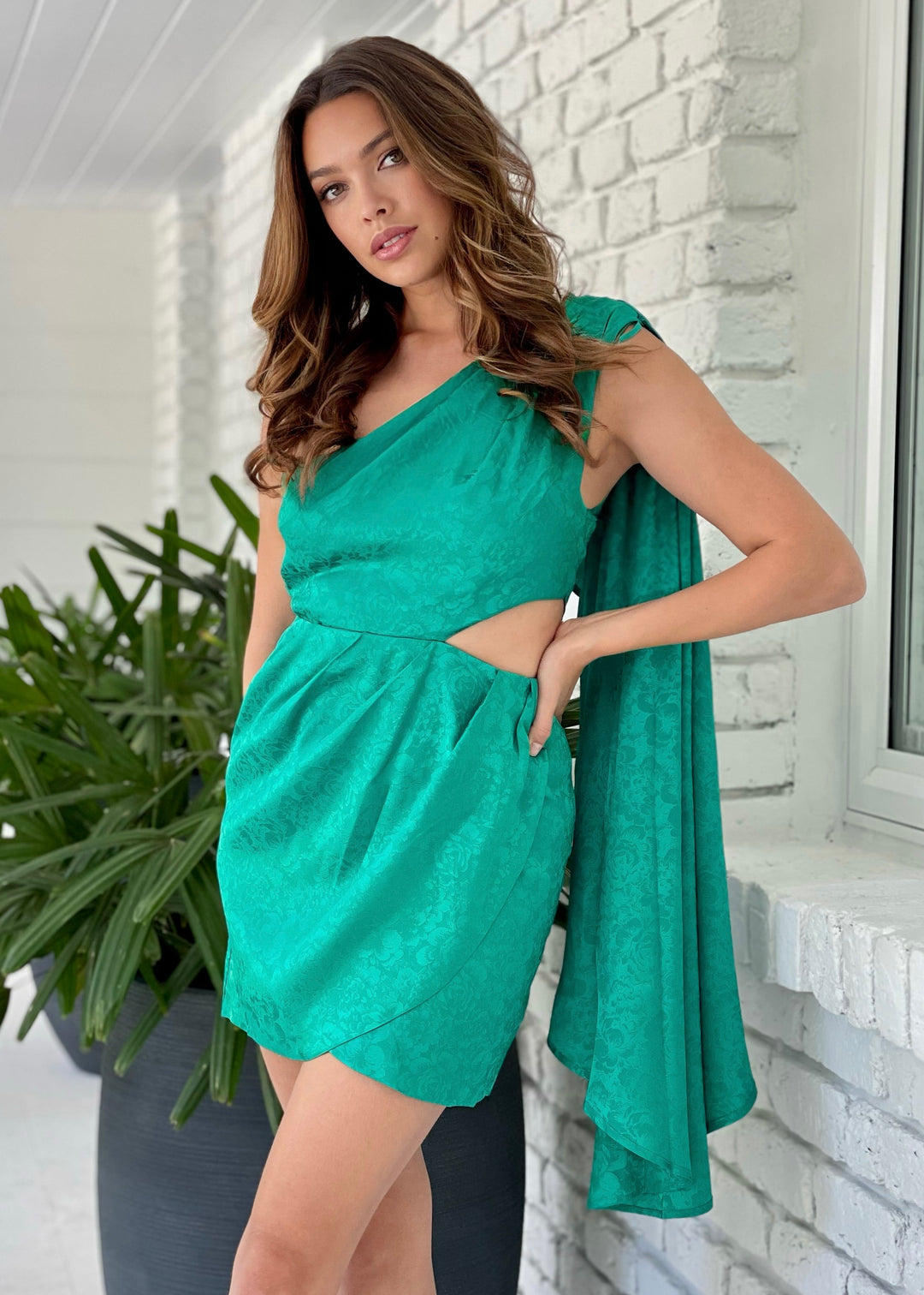 Pove Emerald Satin Dress