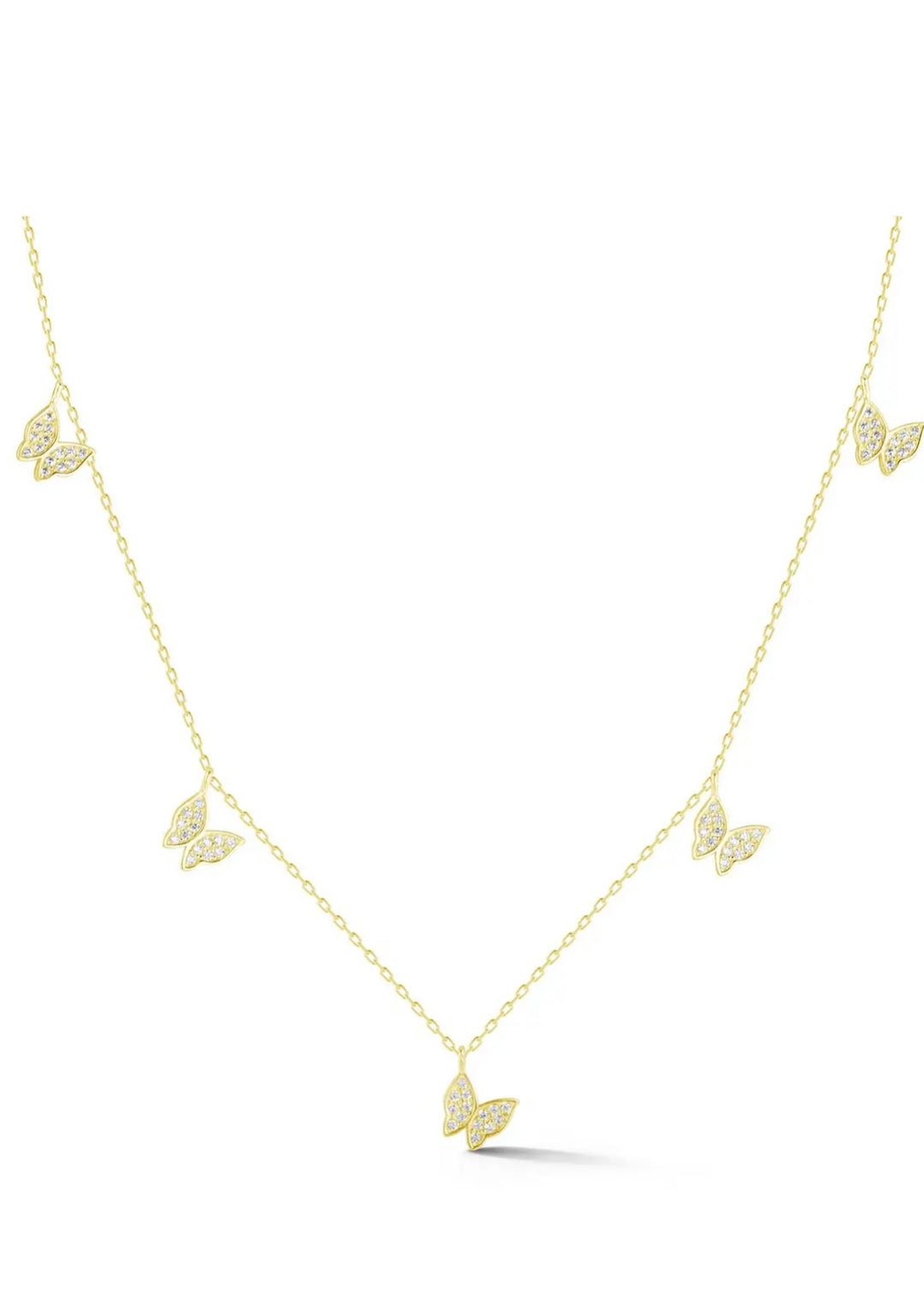 Butterfly Charm Necklace Yellow Gold